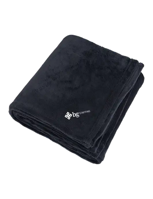 Oversized Deep Black Ultra Plush Blanket w/BG Staffing Logo