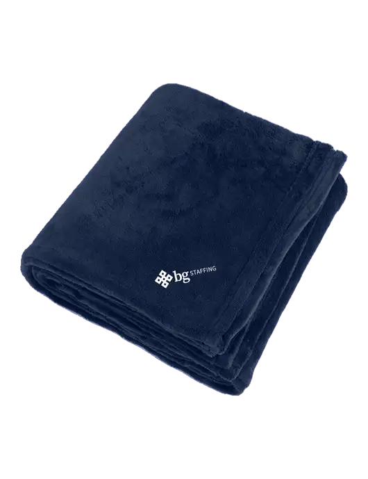 Oversized Deep Navy Ultra Plush Blanket w/BG Staffing Logo