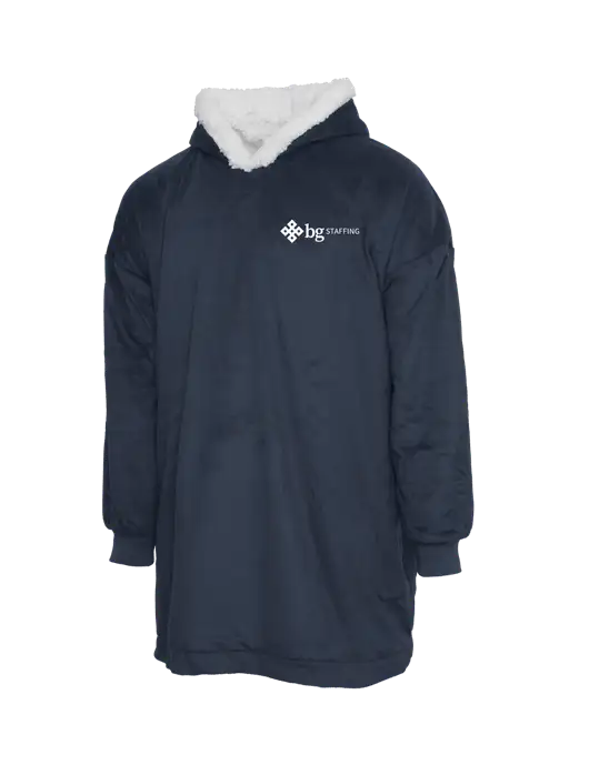 Wearable Lodge Navy Blanket w/BG Staffing Logo
