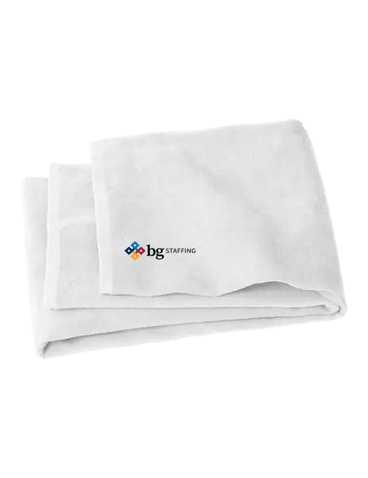 White Beach Towel w/BG Staffing Logo