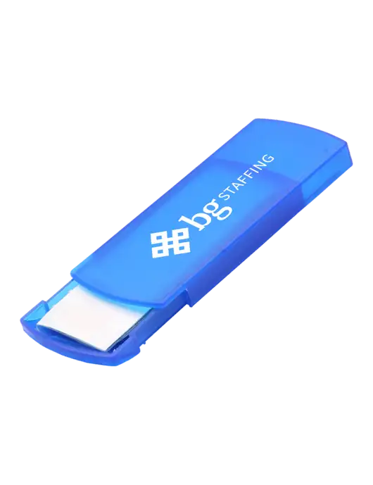 Slide Right Blue Bandage Dispenser w/BG Staffing Logo