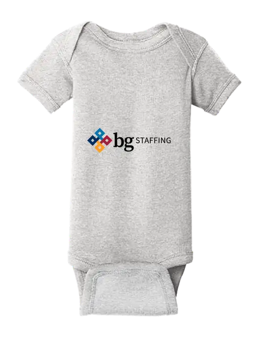 Rabbit Skins Light Grey Heather Infant Short Sleeve Baby Rib Bodysuit w/BG Staffing Logo
