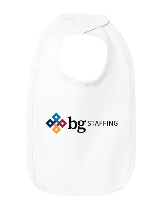 Rabbit Skins White Infant Premium Jersey Bib w/BG Staffing Logo