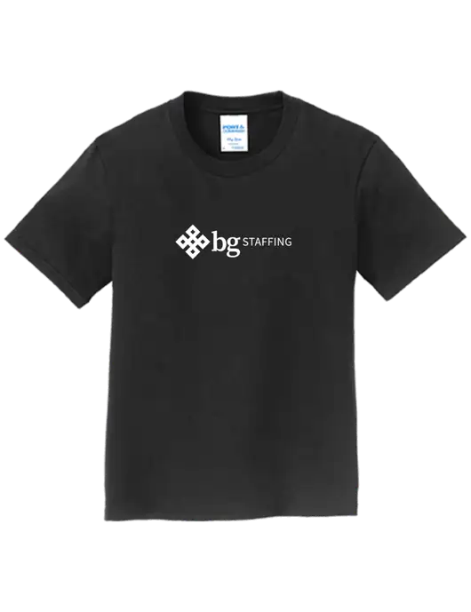 Youth Ring Spun Jet Black 4.5 oz T-Shirt w/BG Staffing Logo