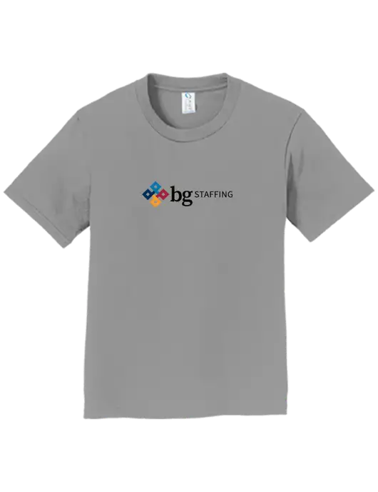 Youth Ring Spun Medium Grey 4.5 oz T-Shirt w/BG Staffing Logo