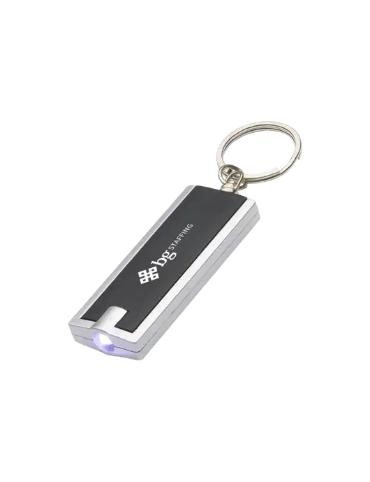 Simple Touch Black LED Keychain w/BG Staffing Logo