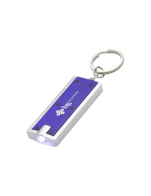 Simple Touch Blue LED Keychain w/BG Staffing Logo