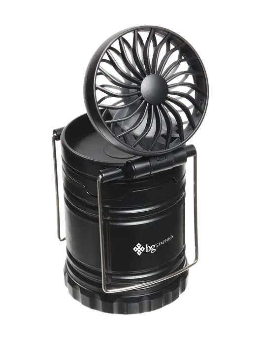 Black Retro Lantern with Fan w/BG Staffing Logo