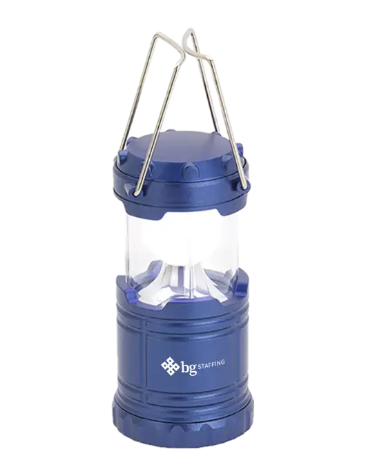 Blue Mini Retro Lantern w/BG Staffing Logo