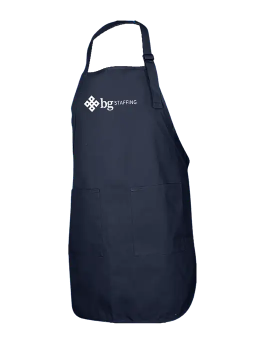 Full-Length Navy Apron With Pockets w/BG Staffing Logo