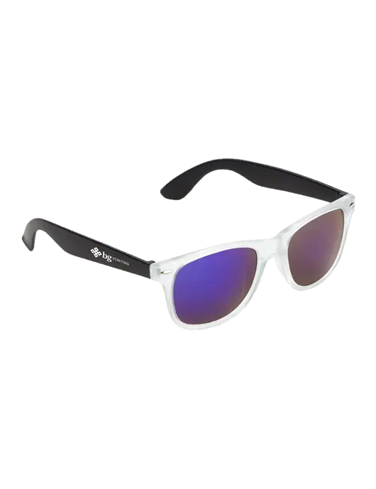 Key West Black Mirrored Sunglasses w/BG Staffing Logo