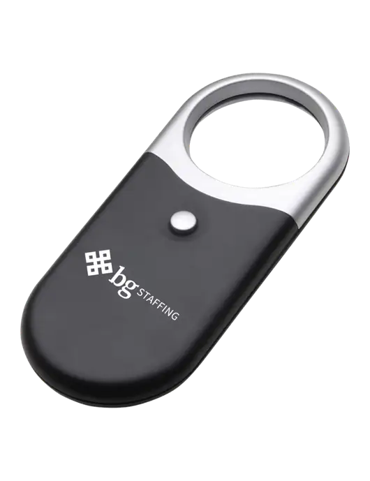 Compact Black Magnifier Light w/BG Staffing Logo